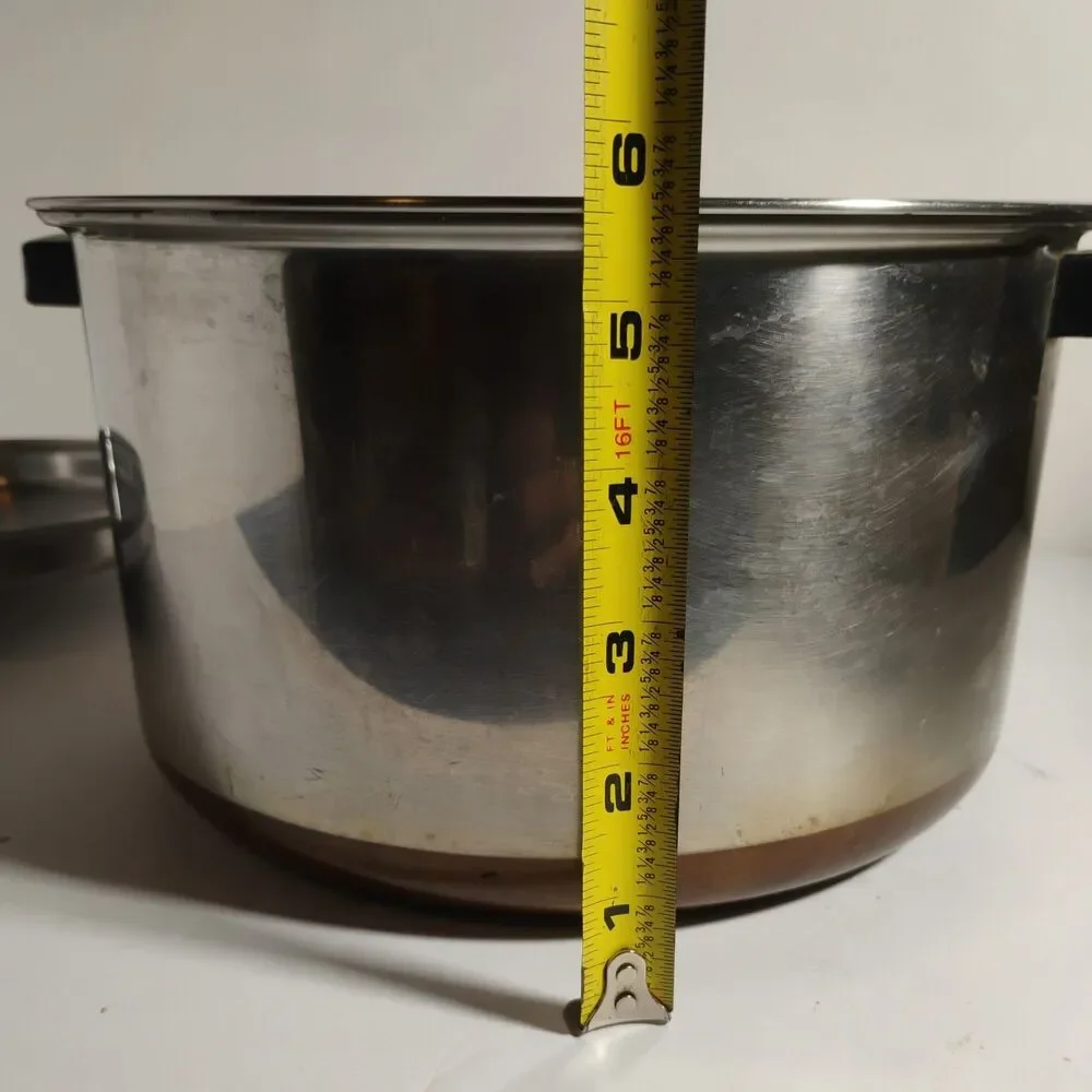 Vintage Eckoware Thick Copper Bottom 5qt Stock Pot  W/Lid  Chicago/39  USA